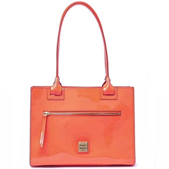 Dooney & Bourke Handbags - Dooney & Bourke Janine Patent Leather Coral Tote
